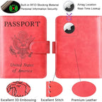Airtag Passport Holder Cover Wallet Travel Essentials Leather Rfid Blocking - Image 3