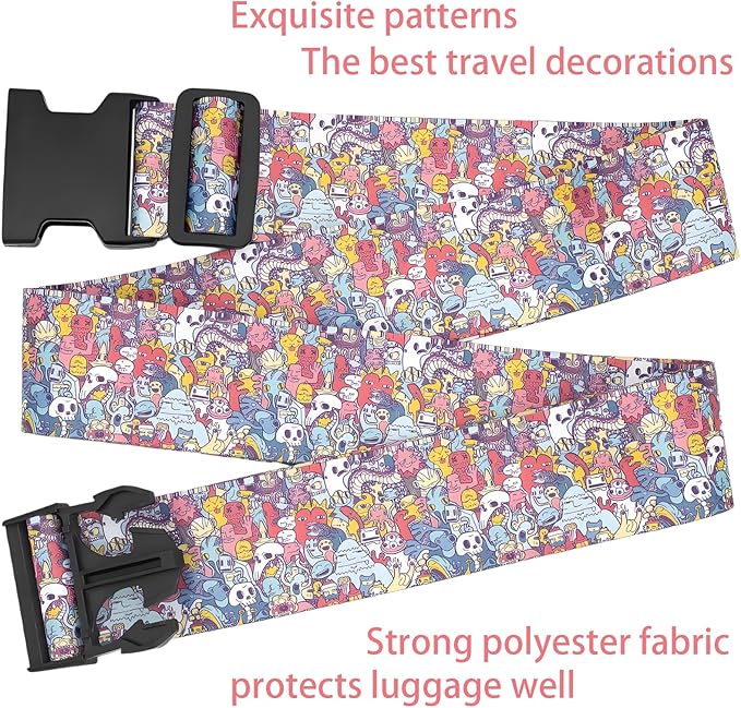Monsters Luggage Straps for Suitcases, Adjustable Luggage Travel Belt to Keep - Image 4