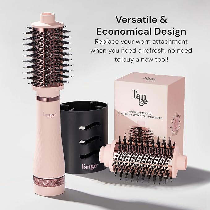 L'ANGE HAIR Multi-Volume Series Blow Dryer Brush | Interchangeable Hair Dryer Brush with Ionic Titanium Barrel for Smooth, Voluminous Styling | Black - Oval 60mm
