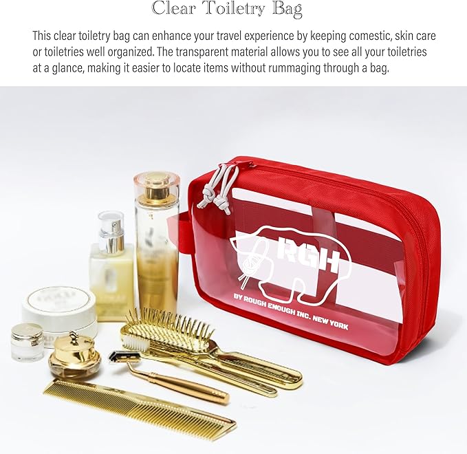 Rough Enough Clear Toiletry Bag Travel Cosmetic Makeup Toothbrush Case Pouch - Image 3