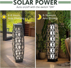 Grand patio 2-Piece Solar Outdoor Floor Lamp Solar Powered Wicker Lantern - Image 3