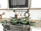 MAISON ARTS Pots and Pans Set Non Stick, 12 Piece Green Granite Kitchen - Image 2