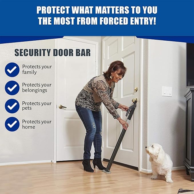 Super Heavy Duty Security Door Lock Bar Fully Adjustable Door Stopper Device - Image 2
