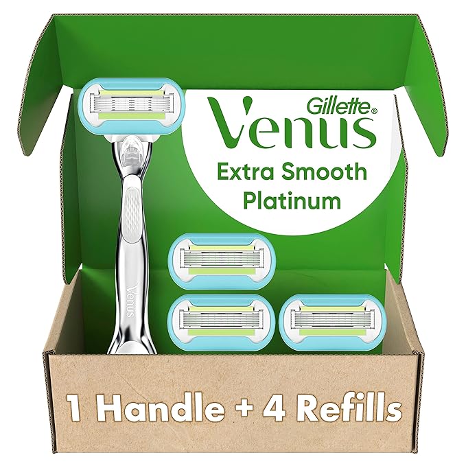 Gillette Venus Platinum Extra Smooth Metal Handle Women's Razor Handle + 4 by Venus