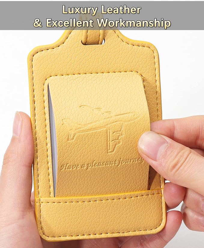 Teskyer Luggage Tags, 3 Pack Premium PU Leather Luggage Tags - Image 3