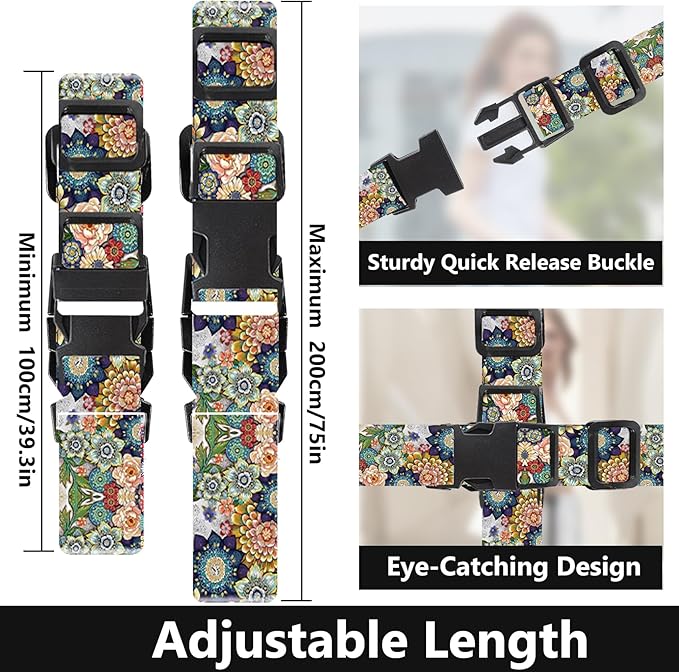 2 Pack Luggage Straps for Suitcases Adjustable Luggage Belt TSA Approved - Image 2