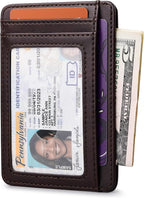 Buffway Slim Minimalist Front Pocket RFID Blocking Leather Wallets - Image 2