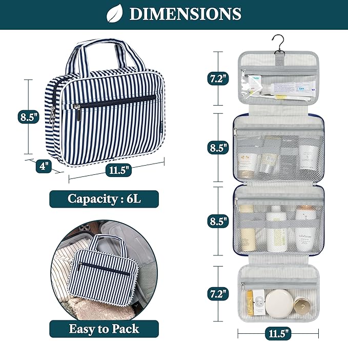 PAVILIA Hanging Toiletry Bag Travel Bag Women Men, Foldable Cosmetic Organizer - Image 2