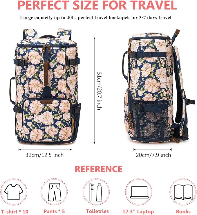 G-FAVOR Travel Backpack for Women, 40L Carry On Backpack Flight Approved - Image 5