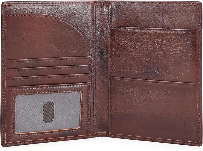 Polare Full Grain Leather Passport Holder RFID Blocking Travel Bifold Wallet - Image 8