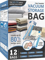 12 Pack Vacuum Storage Bags, Space Saver Vacuum Storage Bags, Vacuum Seal Bags by CozyEssential