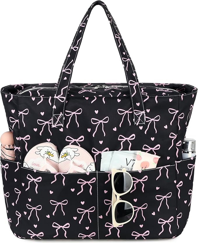 LEDAOU Large Beach Tote Bag Women Waterproof Sandproof Zipper Beach Tote Bag by LEDAOU