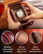 MR.OKAY Single Watch Travel Case- Classic Leather Watch Case - Image 4