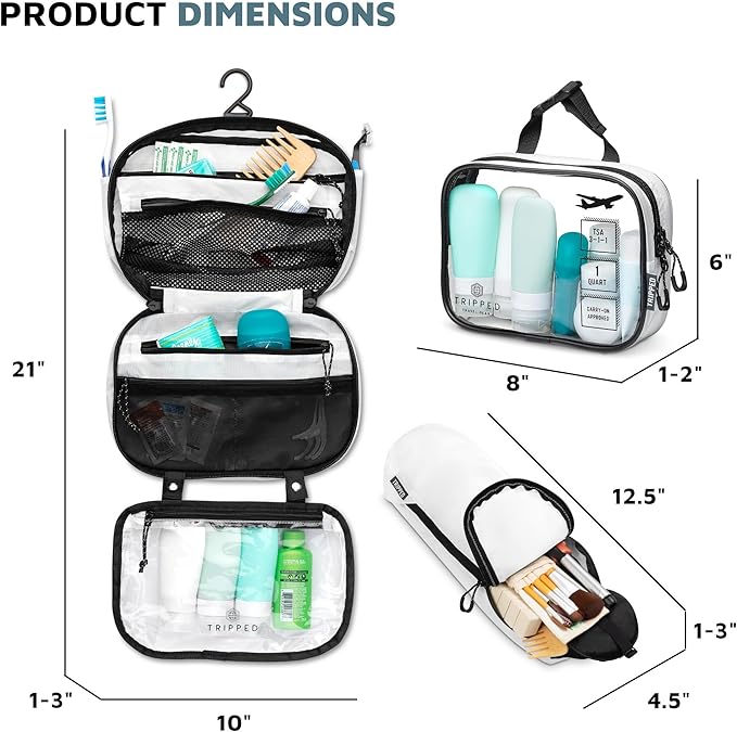Toiletry Bag Kit Set: Hanging Travel Toiletry Bag + 311 TSA Cosmetic Liquid Bag - Image 3