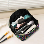 Makeup Organizer Bag, Bright Deer Skulls Travel Makeup Bags Makeup Vanity Case Large Capacity Rhombus Cosmetic Toiletry Bag for Girl Women Ladies