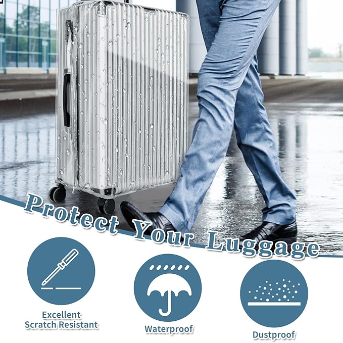 Yotako Upgraded Zippered Clear PVC Suitcase Cover, 26 Inch Luggage Covers - Image 7