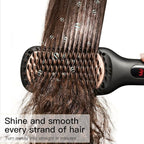 MEGAWISE Pro Ceramic Ionic Hair Straightener Brush for Home Salon | MCH Fast 20s Heating Tech with Auto-Off Safety | Anti-Scald with Universal Dual Voltage | Rotatable Power Cord (Black)