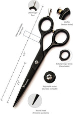 Professional Hair Cutting Scissors Kit, Sharp Fine Blades, Premium Stainless Steel Hairdressing Shears, Haircut Beard Trimming Grooming Set for Barber Salon Home Men Women Pets (Black-Silver)