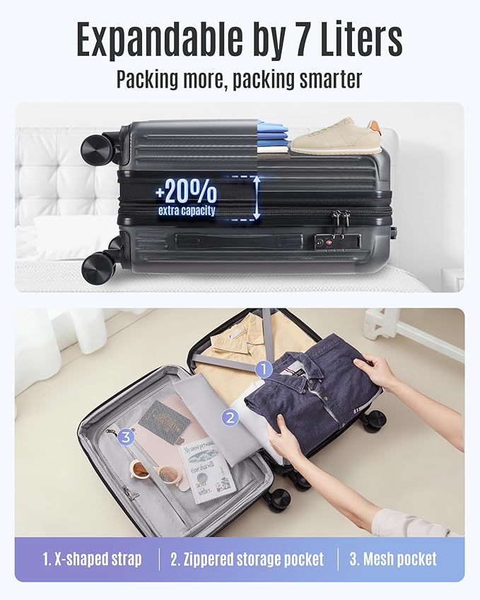 LIGHT FLIGHT Carry On Luggage 22x14x9 Airline Approved, Durable Hard Shell - Image 7