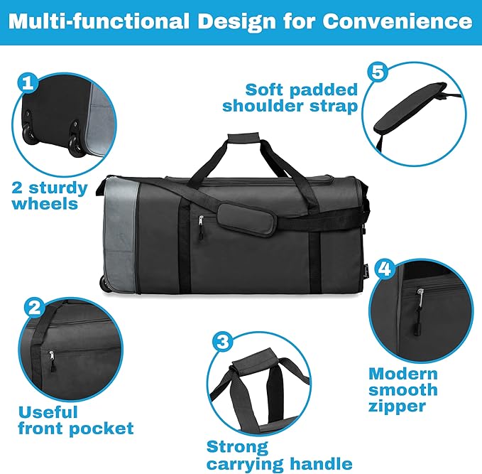 Finnhomy 100L Foldable Rolling Duffel Bag - Image 4