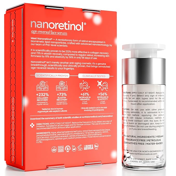 NANORETINOL, the Retinol Serum 232% more Effective - Clinically Proven - Encapsulated Nano Retinol Serum for Face & Eye Contour - Anti-Aging & Dark Spots Remover - Less Irritating than Tretinoin