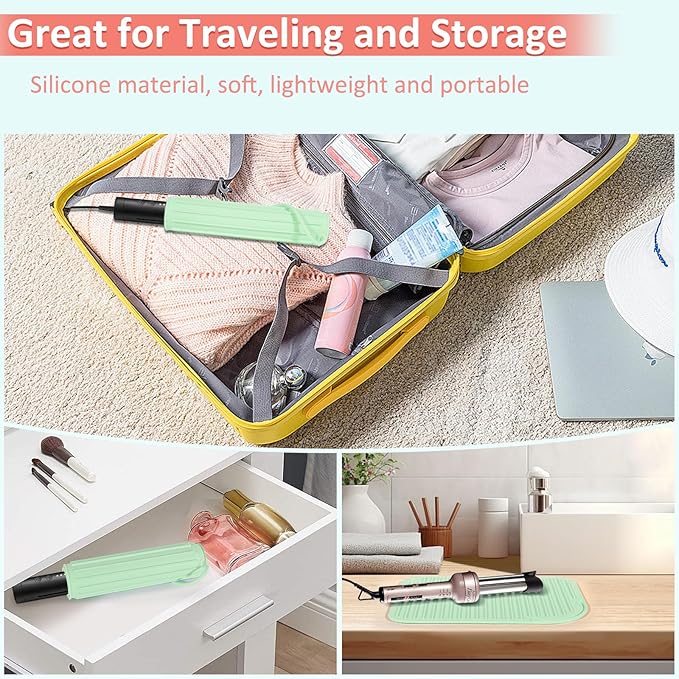 Quccefods Heat Resistant Mat Large Silicone Hot Hair Tools Holder for Curling Irons Flat Iron Hair Straightener Mat Portable Vanity Pad