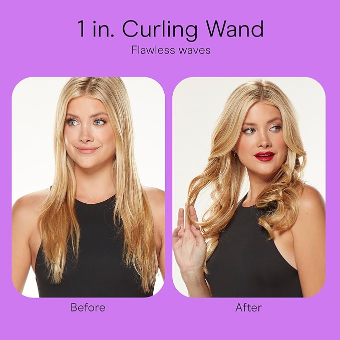 INFINITIPRO BY CONAIR Tourmaline Ceramic 1-Inch Curling Wand, 1-Inch Barrel Produces Flawless Waves, Hair Wand for Use on Short, Medium, and Long Hair, Dark Grey