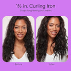 Conair Double Ceramic 1 ½-Inch Curling Iron, 1 ½-Inch Barrel Creates Soft Waves & Curls, Hair Curler for Use on Medium & Long Hair, White/Rose Gold