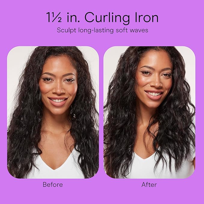 Conair Double Ceramic 1 ½-Inch Curling Iron, 1 ½-Inch Barrel Creates Soft Waves & Curls, Hair Curler for Use on Medium & Long Hair, White/Rose Gold