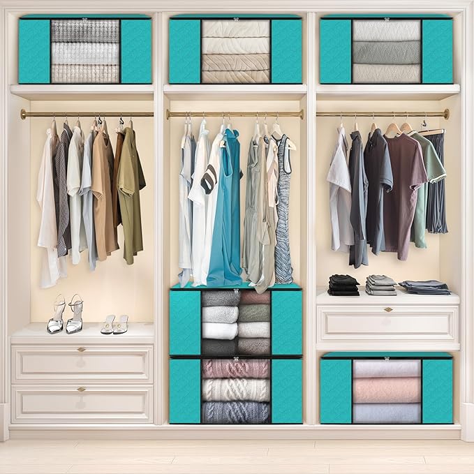 Fab totes 6 Pack Clothes Storage, Foldable Thick Fabric Blanket Storage Bags - Image 6