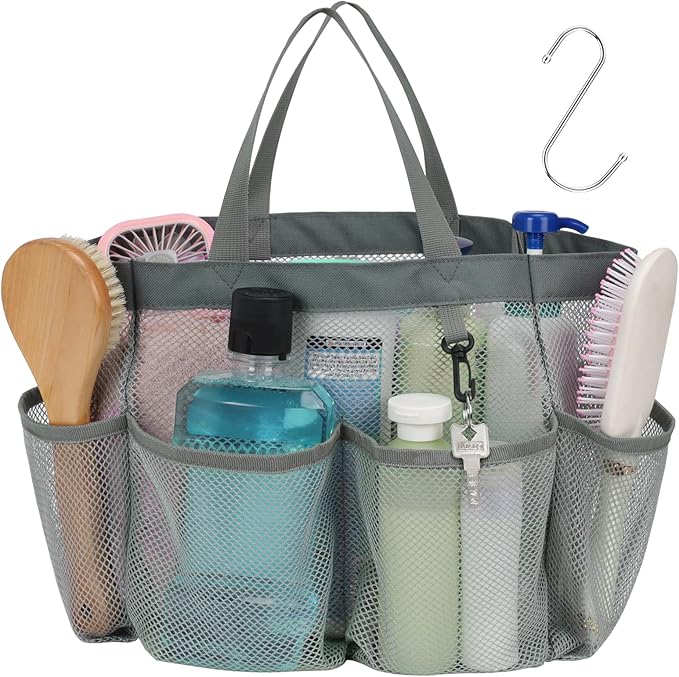 F-color Mesh Shower Caddy Portable, Upgrade Deeper 7 Pockets Shower Bag Basket by F-color