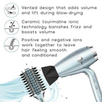 InfinitiPro by Conair Hairbrush, Porcupine Round Brush, Detangler Brush Helps Reduce Frizz and Add Volume, Smoothwrap Series in Icy Blue, Pack of 1