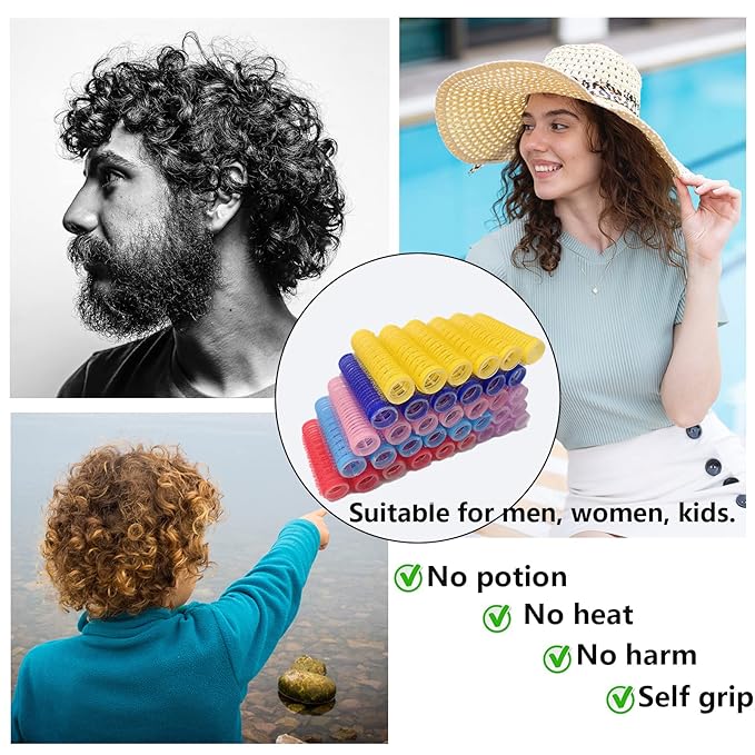36PCS Self Grip Small Hair Curlers Heatless Roller Hair Curlers Pro Salon Hairdressing Curler DIY Curly Hairstyle Hair Rollers Tools Rat Tail Comb for Women Medium Short Hair(0.8 x 2.4 Inch)