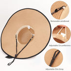 DRESHOW Beach Hats for Women Big Straw Wide Brim Summer Hat Floppy Foldable - Image 7