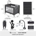 2-in-1 Pack and Play with Mattress, Baby Bassinet Bedside Sleeper, Bedside - Image 6