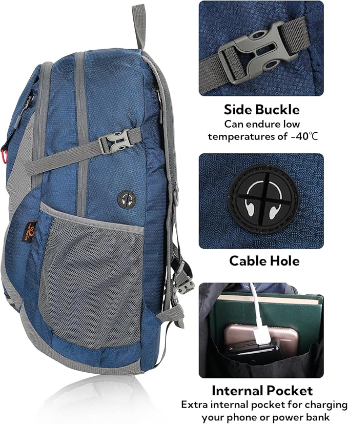 WATERFLY Lightweight Packable Hiking Backpack: 30L Foldable Travel Daypack - Image 4