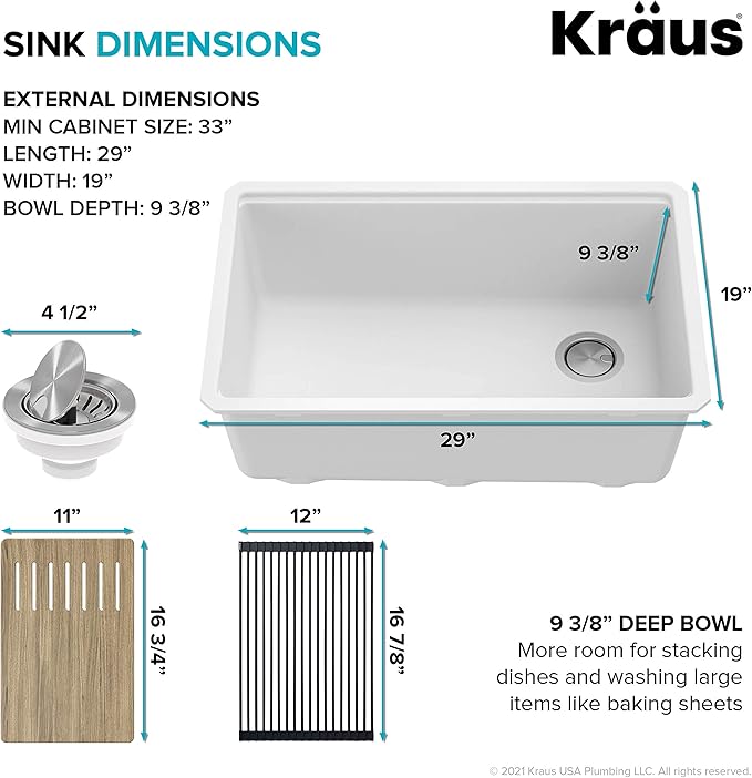 KRAUS Bellucci 30” in. Undermount Workstation Granite Kitchen Sink in White - Image 6