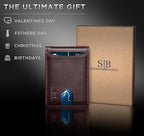 SERMAN BRANDS RFID Blocking Slim Bifold Genuine Leather Minimalist Front Pocket - Image 6