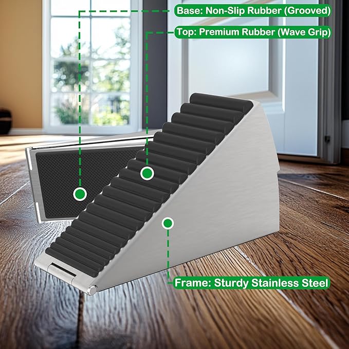 Door Stoppers for Bottom of Door Heavy Duty Adjustable Spring Loaded Rubber - Image 3