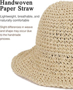 Womens Wide Brim Straw Sun Hat Foldable Floppy Crochet Beach Hat - Image 3