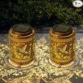 2 Pack Solar Lanterns Outdoor Waterproof Hummingbird and Iris Hanging Garden by Adebime