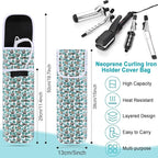Shappy 2 Pcs Heat Resistant Hair Tools Bag Curling Iron Travel Case Cover Neoprene Flat Iron Holder Travel Case and Silicone Mat Pouch for Hot Hair Tools Storage Organizer(Sloth Style)
