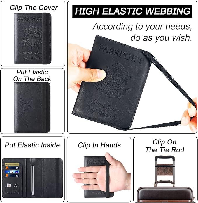 Passport Holder Cover Wallet Travel Essentials Leather Rfid Blocking Case - Image 3