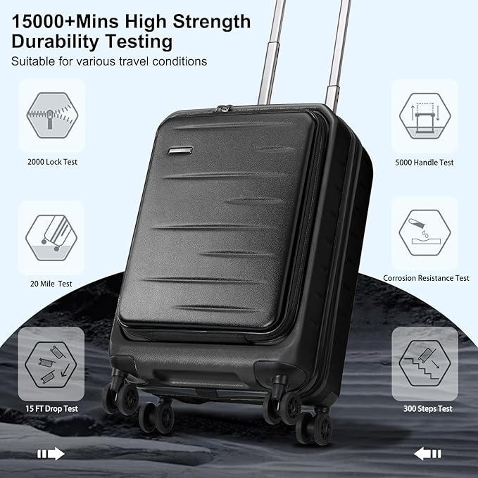 Carry On Luggage 22×14×9 Airline Approved, 20 Inch Lightweight ABS+PC Hard - Image 7