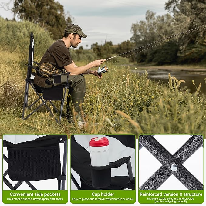 Camping Chairs for Heavy People, Folding Chairs for Outside Outdoor Folding - Image 7