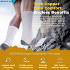 FOOTPLUS Hiking Copper Compression Socks, Unisex Cushioned Sole Arch Support - Image 2