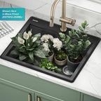 KRAUS Bellucci 25-inch Granite Workstation Drop In Top Mount Single Bowl - Image 12