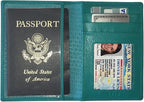 Personalized Monogrammed Teal Leather RFID Passport Wallet - Image 5