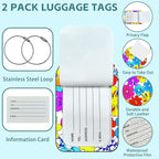 2 Pack Cute Luggage Tag for Suitcases Beautiful Bright Flowers Leather Luggage - Image 2