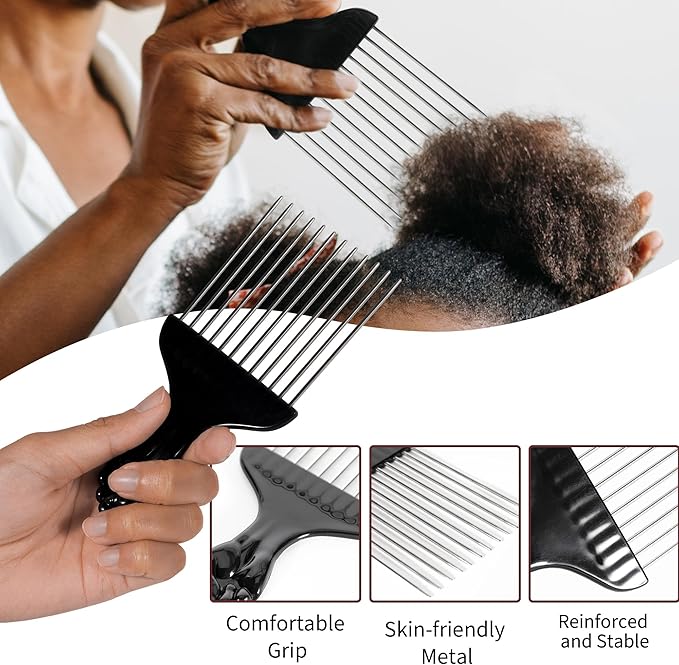 Belongtous Premium Twist Hair Sponge Brush, Twist Styler Comb Set for Men & Women, Metal Brush Pick and Twist Comb for Afro, Curly, Coiled, Short Hair